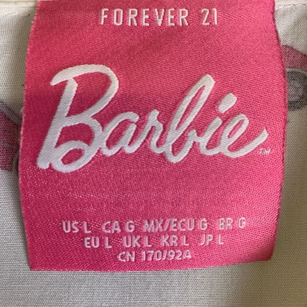 Barbie x forever 21 button front womens large shirt pink car short sleeve - Picture 2 of 8